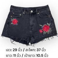 ราคา กางเกงยีนส์ขาสั้นมือสอง แบรนด์ H&M ปักลายกุหลาบ (20183817661)