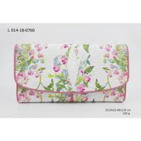 ราคา L 014-18-0760 กระเป๋าสามพับปลากระเบนลายดอกไม้ หนังปลากระเบนแท้ 100% ซับสีชมพู (2211775564)