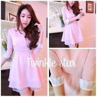 ราคา ชุดเดรส ผ้าชีฟองสีโอรส (17682764)