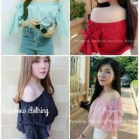ราคา เสื้อสีพาสเทล ทรงเปิดไหล่ (157819668)