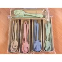 ราคา ชุดช้อนส้อม + ตะเกียบ พร้อมกล่อง ทำจากฟางข้าวสาลี (สีเหลือง) (1532867324)