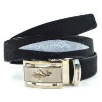 ราคา เข็มขัดผู้ชาย หนังปลากระเบนแท้ หัวสแตนเลสแบบออโต้ล๊อค 1.5" x 48" inches Stingray Belt black Leather (3657702230)