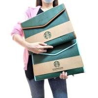 ราคา กระเป๋าใส่เอกสาร STARBUCK ไซส์จัมโบ้ มี 2 สี วัสดุหนังนิ่ม ด้านหลังที่ช่องสอดล้อลากได้ ขนาด 36×27×3 cm (14091710155)