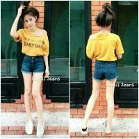 ราคา Oops กางเกงยีนส์ขาสั้น เอวสูงขาลุ้ย (6699514846)