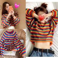 ราคา mayylody❤️ สเวตเตอร์ ไหมพรม สีรุ้งพาสเทล ไหมพรมทอลายงานสวยปังมากกก เสื้อไหมพรม เสื้อไหมพรมสีรุ้ง เสื้อรุ้ง สเวทเตอร์ (12904231675)