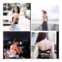 ราคา สายเดี่ยวเส้นสปาเก็ตตี้แต่งหลังกากบาทผ้าเรย่อนอย่างดี (3745835734)