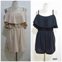 ราคา 4337 บอดี้สูทกางเกงสายเดี่ยวแต่งระบายที่แขน (1523245)