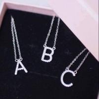 ราคา สร้อยเงินแท้จี้ตัวอักษร(A-Z) จี้เพชร ของขวัญ (273502411)
