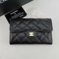 ราคา New Chanel Trifold medium Wallet black caviar ghw ของแท้ 100% (5017913618)
