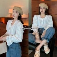 ราคา เสื้อแขนยาวคอเหลี่ยม ต่อลูกไม้ฉลุลาย (5469326003)