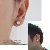 ราคา ต่างหูผู้ชาย เพชรเม็ดเดี่ยว CZ 7 มิล (ข้างเดียว) (ทอง/เงิน) (2424796898)