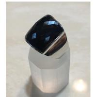 ราคา แหวนนิล แหวนเงินแท้ 92.5% นิลแท้กาญจนบุรี ทรงเหลี่ยม ตัวเรือนชุบทองคำขาว (RO076) (7222683091)