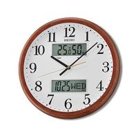 ราคา SEIKO นาฬิกาแขวนขอบไม้แท้ ขนาด 12 นิ้ว มีจอปฎิทิน LCD & Thermometer รุ่น QXL012B (6256197790)