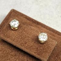 ราคา จิวเวอร์รี่มือสอง ของแท้ ต่างหูทองประดับเพชรแท้ 0.25x2 กะรัต ตัวเรือนทอง 14k Yellow gold น้ำหนักทองชั่งรวม 1.10 กรัม (6642836790)