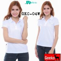 ราคา เสื้อโปโล ( polo shirt )แบรนด์ Geeko ตรากวาง สีพื้นหญิง สีขาว gkc - 04W (1672134156)