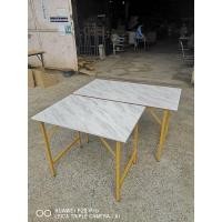 ราคา โต๊ะพับ ขาสีทอง ท็อปลายหินไวท์คาราร่า (12517089775)