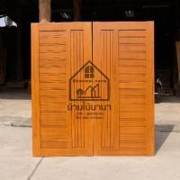 ราคา ประตูไม้สักบานคู่ทรงโมเดิร์นเส้นตรง รหัส M6 (19471708798)