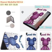 ราคา Cute Pattern Case For Huawei MediaPad M3 8.4 inch BTV-W09 BTV-DL09 Smart Auto Awake Sleep Case Cover PU Leather Flip Stand Cover (20081813150)