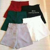 ราคา กางเกงฮานาโกะขาสั้นเอวจีบ (1237224332)