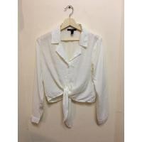 ราคา เสื้อแขนยาว ผูกเอว คล้ายเบลเซอร์ แบรนด์ Forever 21 สีขาว มือสอง (9043802192)