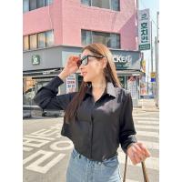 ราคา Nikki crop shirt ❤️‍ เสื้อครอปเชิ้ตผ้าซิลค์ (21077663055)