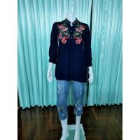 ราคา เสื้อตัวยาวแฟชั่น สีกรม ผ้าสปัน งานปัก (13260653226)