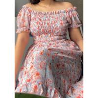 ราคา เดรสยาวสม็อคลายดอกสีฟ้าอ่อน ยืดมากใส่เป็นชุดคลุมท้องหรือจะใส่ไปทะเลสวยๆ (14663332746)