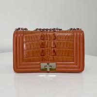 ราคา กระเป๋า​หนังจระเข้​ แท้​ 100% (มือ 2) อะไหล่เงิน สีน้ำตาล (19231506388)