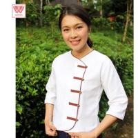 ราคา เสื้อผ้าฝ้ายผู้หญิง แขนสามส่วน สีขาว (946939903)