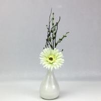 ราคา OrientalFineArt ดอกเยอบีร่าจัดในแจกันเซรามิคทรงน้ำเต้า ดอกไม้ปลอมพร้อมแจกัน(PV-58156-W Cream-green) (9667910360)