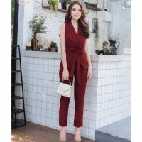 ราคา Set 2 ชิ้น เสื้อสูทแขนกุด ติดกระดุมหน้า ผ้าซาร่า + กางเกงขายาว (8958967314)