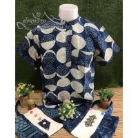 ราคา เสื้อม่อฮ่อมผ้าฝ้ายสาลูกัดลายคอจีนแขนสั้น (8112219159)