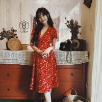 ราคา เดรสยาวไขว้หน้าลายดอก#เดรสไขว้หน้า#ตรุษจีน#เดรสลายดอก#ชุดไปทะเล#ชุดคาเฟ่#เดรสสีแดง (17825657786)