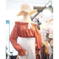 ราคา with it เสื้อปาดไหล่สีส้มอิฐ (6885342172)