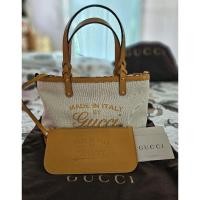 ราคา Gucci Craft Canvas Tote Bag - Yellow / Beige (18883422126)