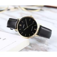 ราคา watch Casio รุ่น LTP-VT01GL-1B นาฬิกาผู้หญิง สายหนังสีดำ ขอบหน้าปัดทอง (19168856598)
