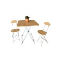 ราคา โต๊ะ+เก้าอี้พับได้2ตัว ขาเหล็กหน้าไม้ เหมาะสำหรับพกพา (21882144968)