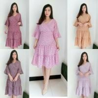 ราคา เสือ xlB47 เดรสสาวอวบ ผ้ายืดวูลพีชไม่ยืด เนื้อผ้าบางเบาใส่สบาย อกป้ายแหวกจริง แขนกระดิ่ง ชายระบายย้วย (9418582189)