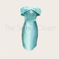 ราคา ชุดออกงาน ชุดไปงานแต่ง ชุดราตรีสั้น เดรสสั้น เปิดไหล่ สีเขียวอ่อน สีเขียวมิ้น สีพาสเพล มือสอง (1761592191)