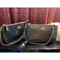 ราคา กระเป๋าCoachแท้100% Coachคล้องมือผู้หญิงไซส์ใหญ่หนังแก้ว สีดำทูโทนแดงเข้ม (9970194135)
