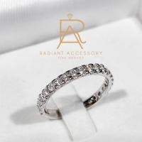 ราคา แหวนเงินแท้แหวนแถวชุบทองคำขาว ฝังเพชร Moissanite (21681407391)
