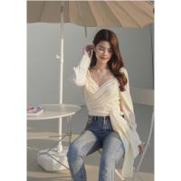 ราคา ส่งต่อ เสื้อสีขาวไขว้หน้าผูกโบว์ข้างแขนตุ๊กตา (5069872846)
