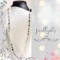 ราคา สร้อยคอมุกแท้ความยาว 40 นิ้วร้อยคั่นด้วยลูกปัด มุกสีขาว สีขาวอมส้ม สีขาว สีเทา สีดำ (8536999590)