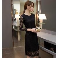 ราคา [MT-D013] พร้อมส่ง!! เดรสลูกไม้สีดำคอกลมสไตล์เกาหลี เนื้อนุ่ม ผ้าดี ซับในหนานุ่ม ใส่ทำงานได้ มีไซส์เดียว L* (มีภาพจริง) (23312301021)