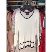 ราคา เสื้อแขนยาว ผ้าเรย่อน สีขาวตัดขอบดำ (22549155952)