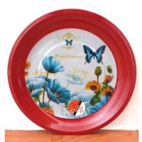 ราคา ถาด ถาดสังกะสี เคลือบสีแดงลายดอกไม้ ขนาด 30 cm. (7115926459)