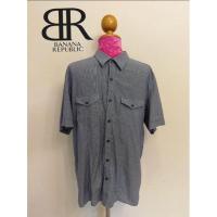 ราคา BANANA REPUBLIC Brand_2nd hand เสื้อเชิ้ตแขนสั้นผ้าฝ้าย 97% ELASTANE 3%Size L แท้มือสองกระสอบนำเข้า (made in India ) (11329723368)