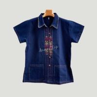 ราคา เสื้อผ้าเมืองผู้หญิง เสื้อคอเชิ้ตม่อฮ่อมดอกจิกคลาสสิก ยิ่งใช้สียิ่งสวย แขนสั้น งานวาดมือปักสวยๆ ใส่ทำงานเก๋ๆมีขนาดถึง44" (17382237191)