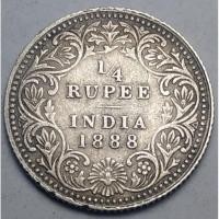 ราคา ปี 1888, เหรียญ 1/4 Rupee, ประเทศอินเดีย ยุคอาณานิคมอังกฤษ (British India), เนื้อเงิน, Queen Victoria (4475476946)