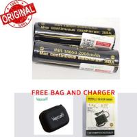 ราคา ถ่าน Vapcell INR18650 2000mAh 3.7V 38A 2ก้อนแถมฟรีเครื่องชาร์จถ่าน HR189C และกระเป๋าใส่ถ่าน (5015168096)